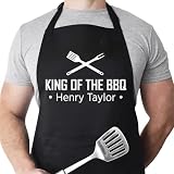 Kenzal Customized Custom King of the BBQ Apron with Name – Personalized Grill Apron for Men, Dad, or Husband – BBQ Gifts for Grill Masters – Birthday or Father’s Day Gift for Him