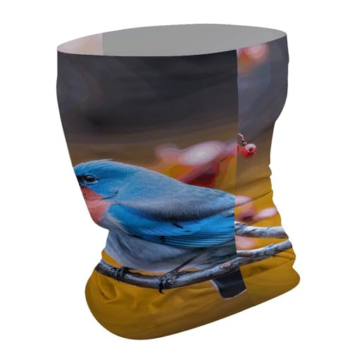 Cubrebocas tipo cuello transpirable a prueba de viento con diseño de bayas y pájaro azul, máscara facial, balaclava y banda para cabeza para hombres y mujeres miniatura 2