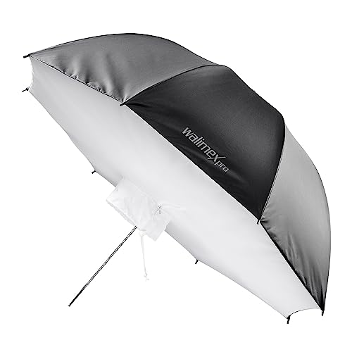 Walimex pro Schirmsoftbox Reflektor Ø 109 cm, Softbox mit silberfarbener Reflexschicht ideal für Porträt- und Produktfotografie, Lichtformer für...