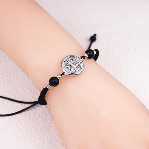 St. Benedict Medal Protection Bracelet – Adjustable Black Cord Catholic Bracelet for Men & Women, Patron Saint of Students Gift for Communion, Confirmation & Everyday Faith4