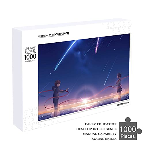 Houten puzzel 1000 PCS voor volwassenen en kinderen, Japanse anime uw naam poster moeilijke uitdaging intellectuele… - Image 5