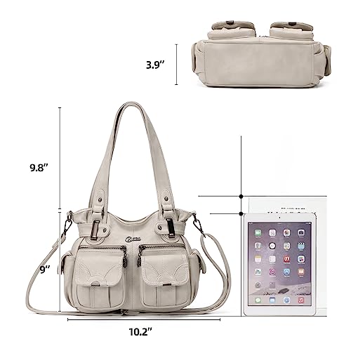 Image of KL928 Women's Shoulder Purse Large Hobo Tote PU Leather Multi-Pocket Bag | Large capacity, water-resistant, easy-clean, adjust strap, fits 10.2 inchipad, pockets, compartments, zipper, shop, travel, daily