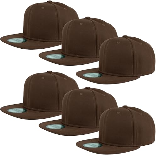 Image of Gelante Plain Blank Flat Brim Adjustable Snapback Baseball Caps LOT 6 Pack