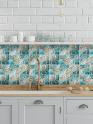 HORIWE Marble Tile Stickers Vintage Floor Wall Decal Sticker Adhesive Tile Art DIY Kitchen Bathroom Backsplash Home Decor PVC Waterproof Oil Proof New 4x4 Inches 20pc
