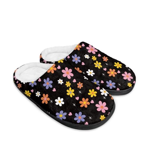 Jeiento Women's Indoor Bedroom Slipper Daisy Floral Soft Non Slip Closed Toe House Slippers2