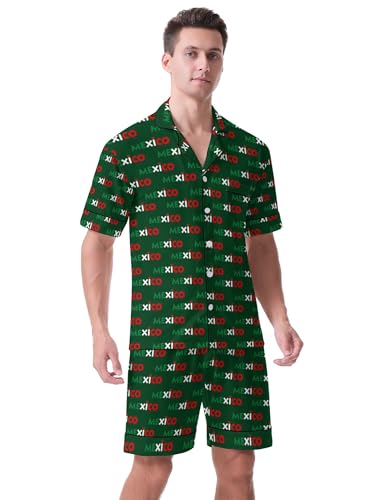 Men's Pajamas Sets Short Sleeve Loungewear Pajamas Button Down Soft Sleepwear Pj Sets4