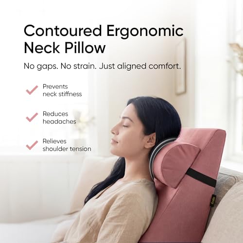 Image of Frido Wedge Neck Rest Pillow | Multipurpose Neck Pillow | Memory Foam Roll with Adjustable Strap | Relieves Neck, Knee & Lumbar Pressure | Compatible with Wedge Plus | Washable Cover, Blush Pink