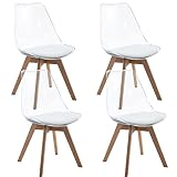 ANOUR Dining Chairs Set of 4, Modern Kitchen Clear Acrylic Accent Dinner Chairs with PU Leather Cushions Seat and Solid Beech Legs, Suitable for Living Room and Bedroom