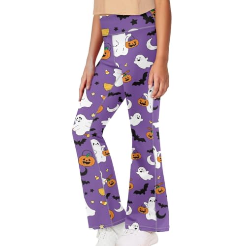 Image of Girls Leggings Floral Print High-Waisted Flared Pants 5-14 Years