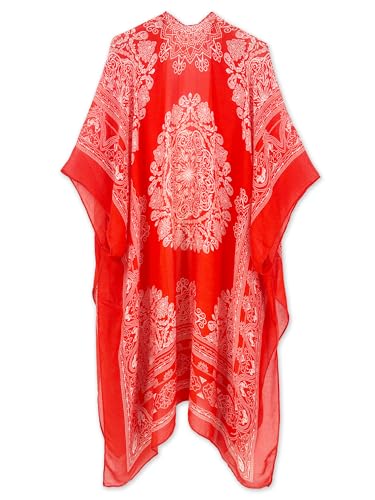 Image of Spicy Sandia Kimonos for Women Floral Beach Cover Up Loose Swimsuit Bathing Suit Coverup Cardigan for Summer Swimwear