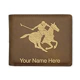 LaserGram Faux Leather Bi-Fold Wallet, Polo Player, Personalized Engraving Included (Rustic with Gold)