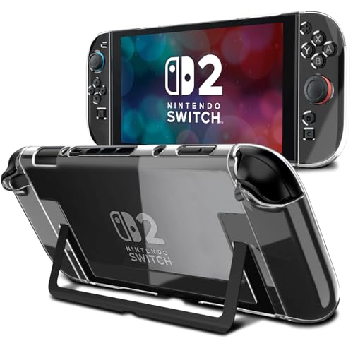 Switch 2 クリアカバー Nintendo Switch2 (2025)に対応 ドック装着可能|PiMivco スイッチ2分体式ケース 強化PC+柔軟TPU 透明 軽量・耐衝撃・簡単着脱 (透明)