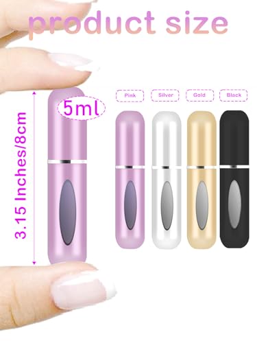 Travel Perfume Bottle Refillable,5ml Portable Travel Perfume Atomizer Refillable,Mini Cologne Perfume Spray Bottle,Scent Pump Case for Traveling and Outgoing (4Pack)2