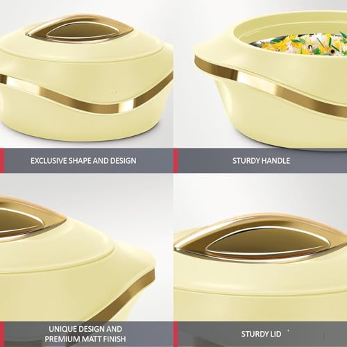 Casserole set Inner Stainless Steel Casserole Keeps hot & Fresh Chapati, Roti, Biryani Kitchen Item Set of 3 (455 ml, 860 ml, 1270 ml) (Ivory) by Generic - Image 6