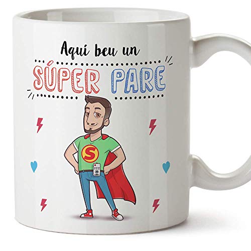 MUGFFINS Taza Papá (En Catalán) -'Aquí beu un Súper Pare' - Taza...