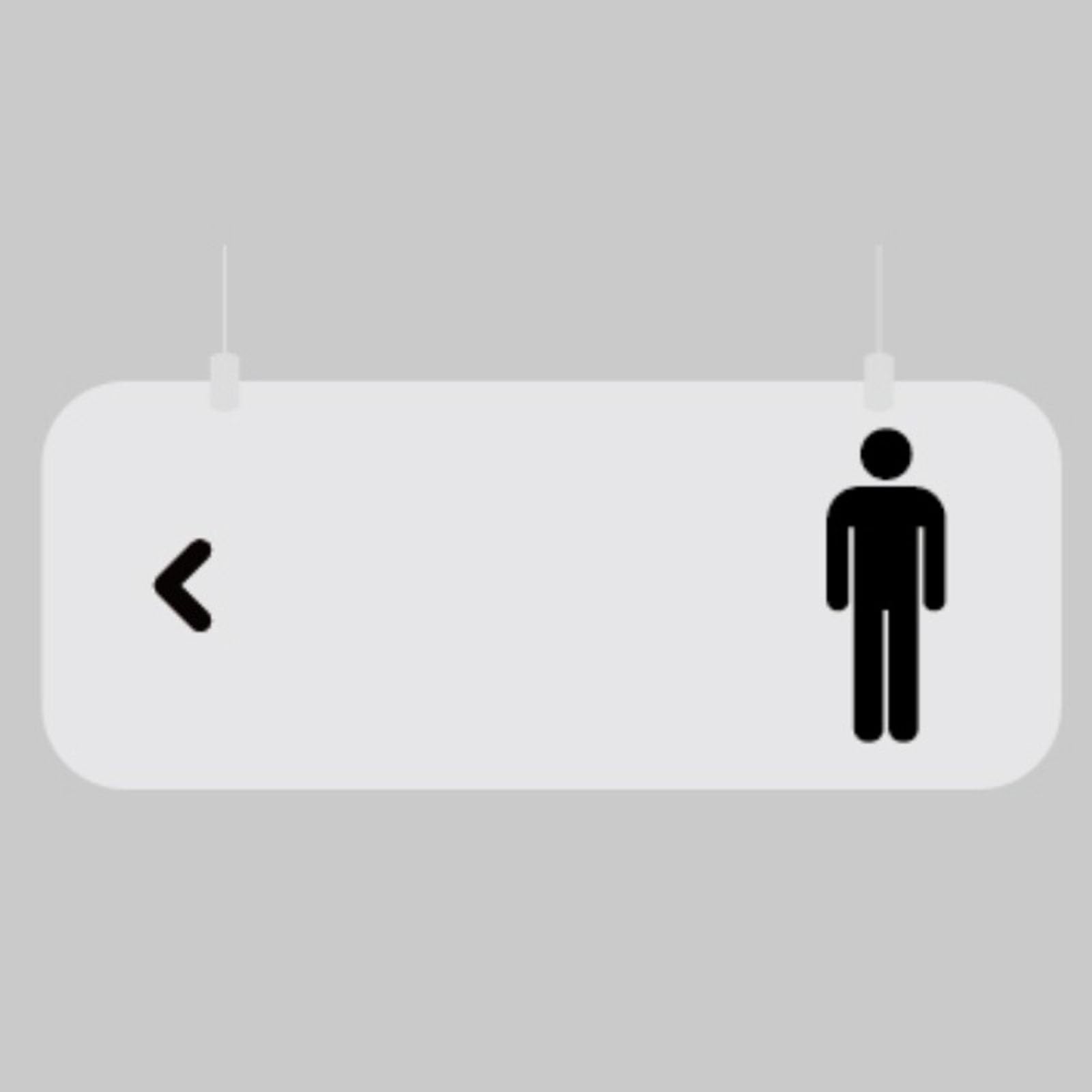 Letrero de baño con flecha direccional, acrílico transparente para oficina, restaurante e instalaciones públicas, incluye cuerda para colgar para una fácil instalación