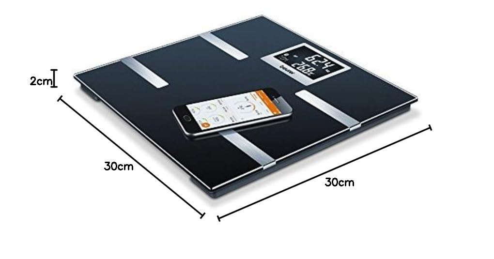 Beurer BF 700 Báscula diagnóstica, medición de grasa corporal, agua corporal, porcentaje muscular y masa ósea, necesidad calórica AMR/BMR, IMC, con conexión a app