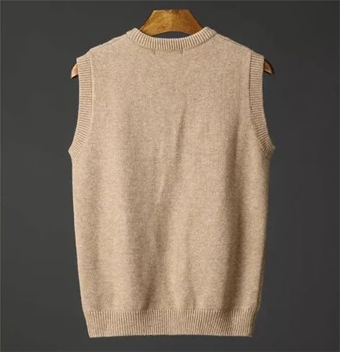 Jegsnoe Men's Sweater Vest V Neck Knitted Sleeveless Fashion Argyle Solid Pullover Sweater2