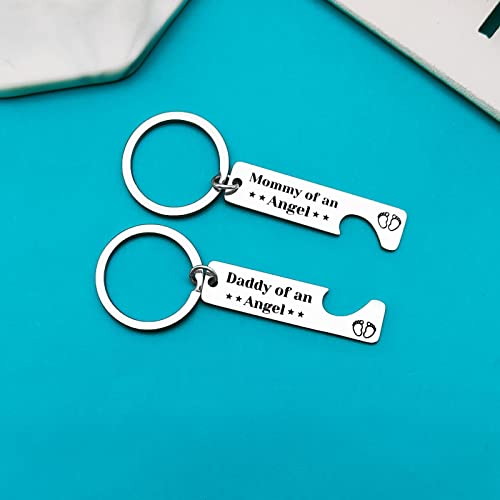 Ximalun Loss of Baby Memorial Keyring Miscarriage Gifts for Parents Mommy of an Angel Daddy of an Angel Keyring Set Loss of Baby Sympathy Gifts Infant Loss Child Loss Memorial Gifts - Image 4