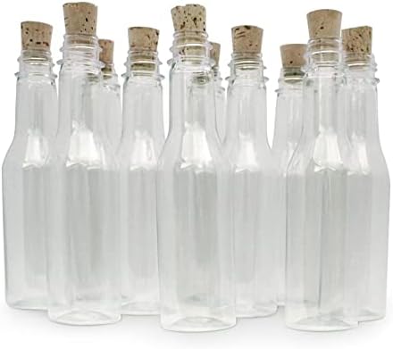 Plastic Bottles & Corks for Bottle Message Invitations, Announcements, DIY Craft, Party Favors & Sand Art - Clear Plastic (20 Bottles & Corks)