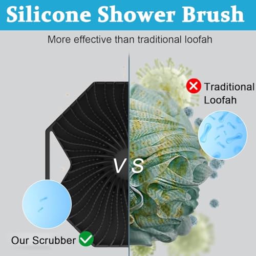 Image of Silicone Bath Brush with Long Handle - Soft Bristles Back Scrubber for Shower | Body Massage - Exfoliating Dirt Removal Brush for Men | Women (Silicone Bath Brush + Scrubber)