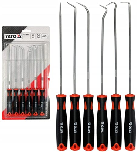 YATO YT-08428, Long Pick and Hook Set 6 Pcs 240mm Long, Soft Grip Handles - Image 2