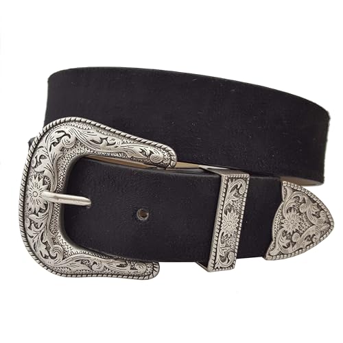 Trendy Western Silver Buckle in microfiber suede Belt