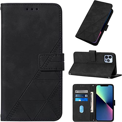 Étui portefeuille pour iPhone 13 Pro housse clapet cuir PU rétro aimanté KANUZ Svart