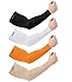 KMMIN Manchettes de Bras, Soleil Bras Manches Glacé Sun UV Protection UPF 50 Écran Gants de Protection Conduite Activité en Dehors Adultes Tatouages Couvrants 4pcs(Noir+Blanc+Orange+Beige, M)