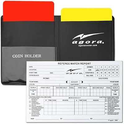 AGORA Soccer Referee Red and Yellow Card Set with Card Wallet and 50-Sheet Match Report Pad