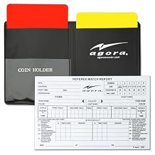AGORA Soccer Referee Red and Yellow Card Set with Card Wallet and 50-Sheet Match Report Pad