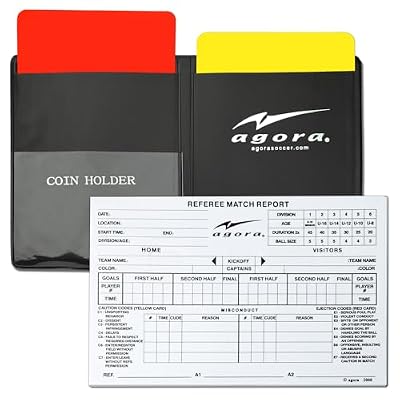 AGORA Soccer Referee Red and Yellow Card Set with Card Wallet and 50-Sheet Match Report Pad