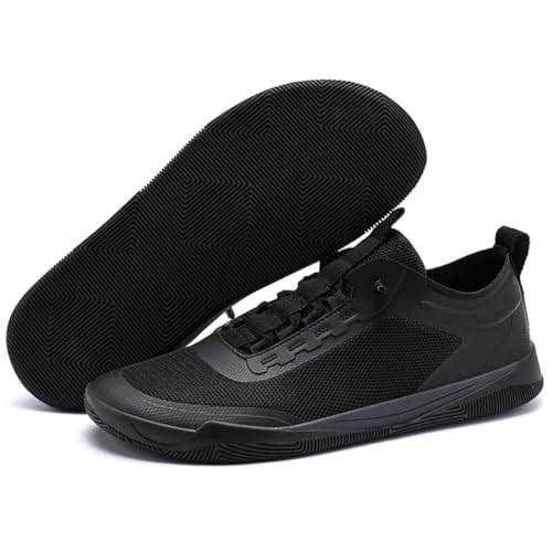 TvzsiY Zapatos De Levantamiento De Pesas para Hombre Zapatillas De Deporte Sentadillas Descalzas para Levantamiento de Potencia y Cross-Training,Negro,42 EU