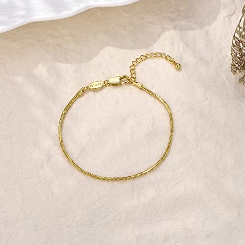 Image of FRUMOS Dainty Layering Bracelets for Women 18 k Gold Plated Fashion Adjustable Chunky Cuban Paperclip Link Chain Bracelets Jewelry for Women Gift