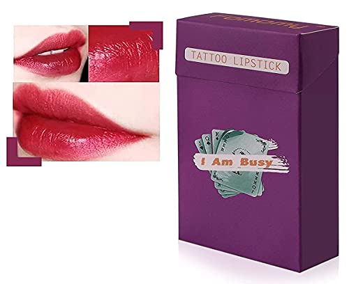 LinenWizard 20 Pcs Swab Tattoo Matte Lipstick, Long Lasting Waterproof Disposable Portable Lipstick, Red Moisturizing Lip Balm (Cherry)