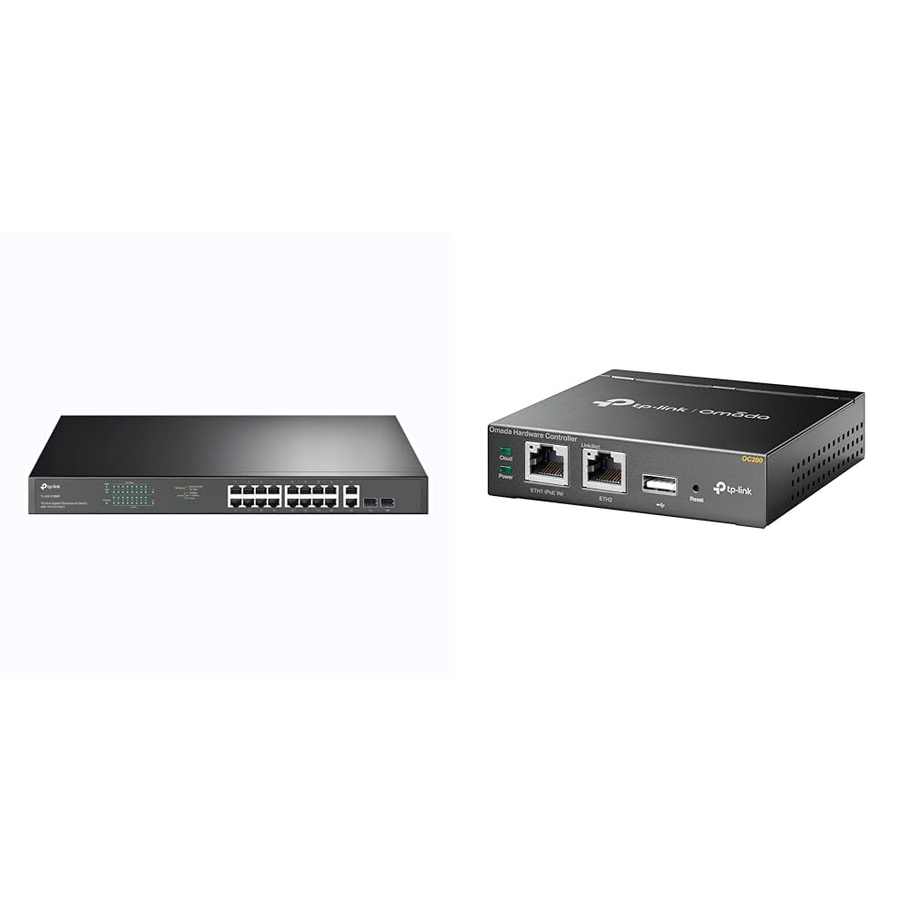 TP-Link TL-SG1218MP 16-Port Gigabit PoE LAN Switch & OC200 Omada Hybrid PoE Hardware Controller für EAP Serie