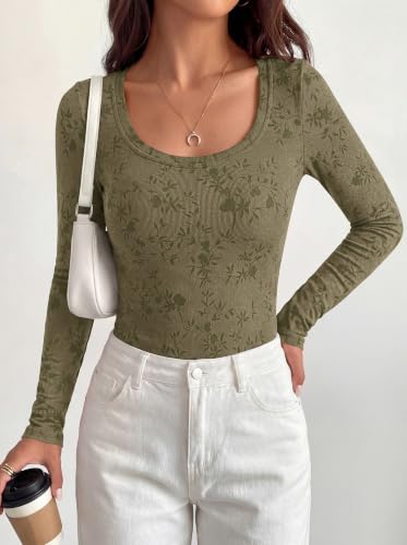 Women's Floral U Neck Slim Tops  - image 7