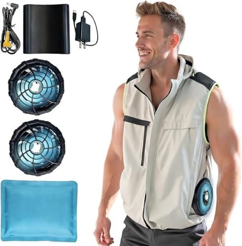 Image of Cooling Fan Vest for Men & Women Breathable Safety vest with 16000mAh Battery 12V Fan 4-Speed Airflow