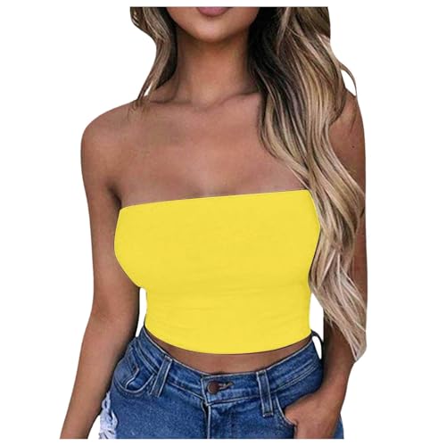 Generisch Vestidos anchos yoga pecho envuelto chaleco niña, amarillo, XL