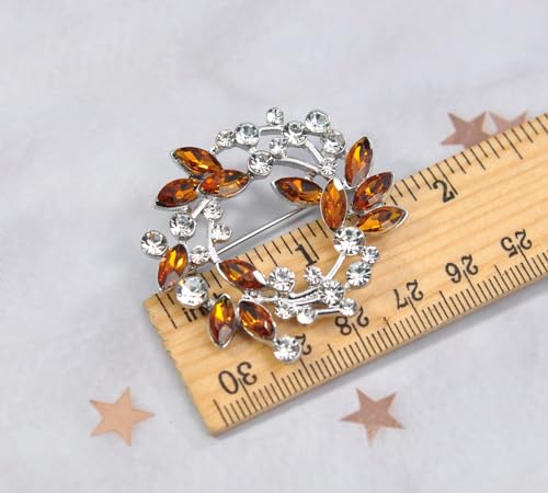 Image of Gyn&Joy Clear Crystal Rhinestone Floral Wreath Pin Brooch BZ005
