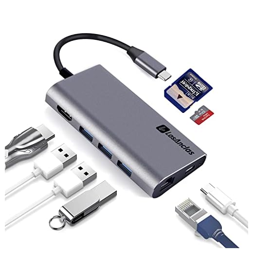 USB C Hub Ethernet Multiport Adapter, LasAnclas 8-in-1 USB C Docking Station 4K HDMI, 100W PD, 3 USB 3.0, 1Gbps LAN USB C Dongle, SD/TF Reader USB C Dock for MacBook Air/Pro,iPad Pro 2021 and More