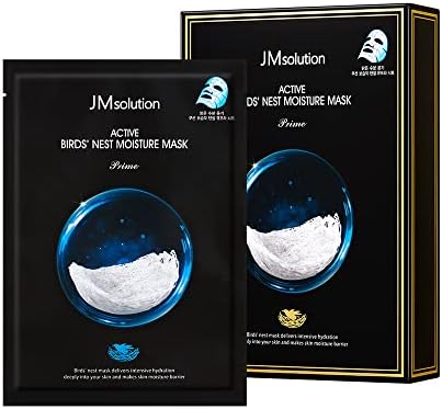 JMsolution Active Bird's Nest Moisture Mask Prime (10 Sheets) | [3.5 Billion Sold] K-Beauty Face Mask with Swiftlet Nest Extract for Deep Hydration & Radiance | Revitalizing Facial Sheet Mask