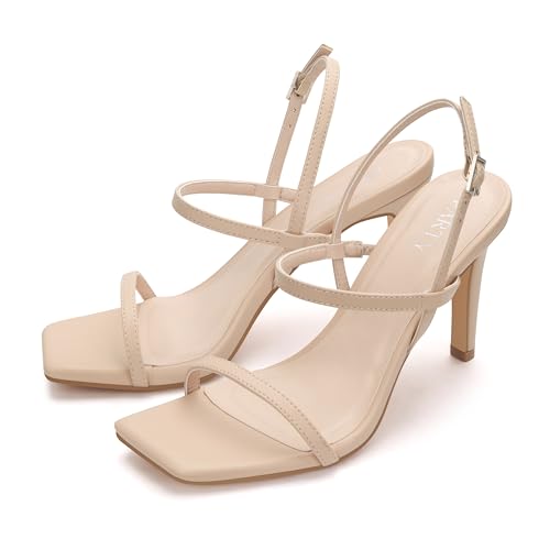 Image of Women's Strappy High Heeled Sandals Open Toe Ankle Strap heels Comfy Weddings Shoes