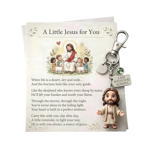 Metal & Resin Jesus Keychain With Inspirational Poem Card, Christian Decor - image 1