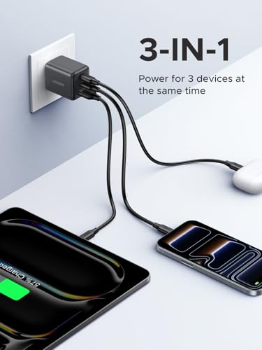 UGREEN 3-Port 30W USB C Charger, GaN II Compact iPhone Charger Fast Charging, Type C Power Adapter for iPhone 17/16/15 Series, Galaxy S26/S25/24, iPad, MacBook Neo/Air, Matt Black - Image 3
