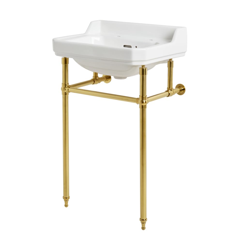 Milano Brushed Brass Richmond 2 Tap Hole Bathroom Basin Sink Brass Washstand - 560Mm X 300Mm
