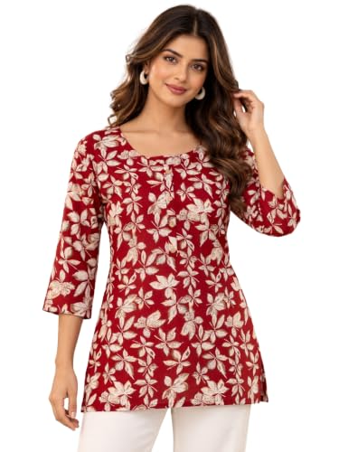 Image of feranoid Printed Top with Round Neck & 3 /4 Sleeves (S-XXL)