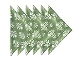 Craftbot Soft Cotton Dinner Napkins 18x18 inches - Washable Thin Cloth Napkins Set of 6 - Everyday Use or Dinner Party and Events - Sage Green Floral Pattern Lightweight Indian Block Print Fabric
