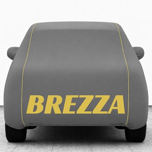 Image of Kings of Cover New Grey 100% Waterproof Brezza Car Cover | Polyester Car Body Cover for Rain & Sun | UV Protection, Dustproof, Scratch Resistant, Windproof, Heat Resistant, Custom Fit