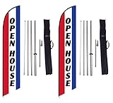 FFN 2-Pack of Open House Feather Banner Flag Kits, Includes Flag Poles, Ground Stakes, and Travel...